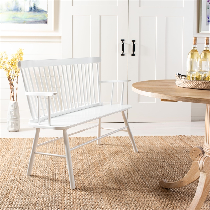 Pemberly Row Wooden Contemporary Spindleback Loveseat in White