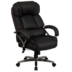 Pemberly Row Big and Tall Leather Swivel Office Chair in Black