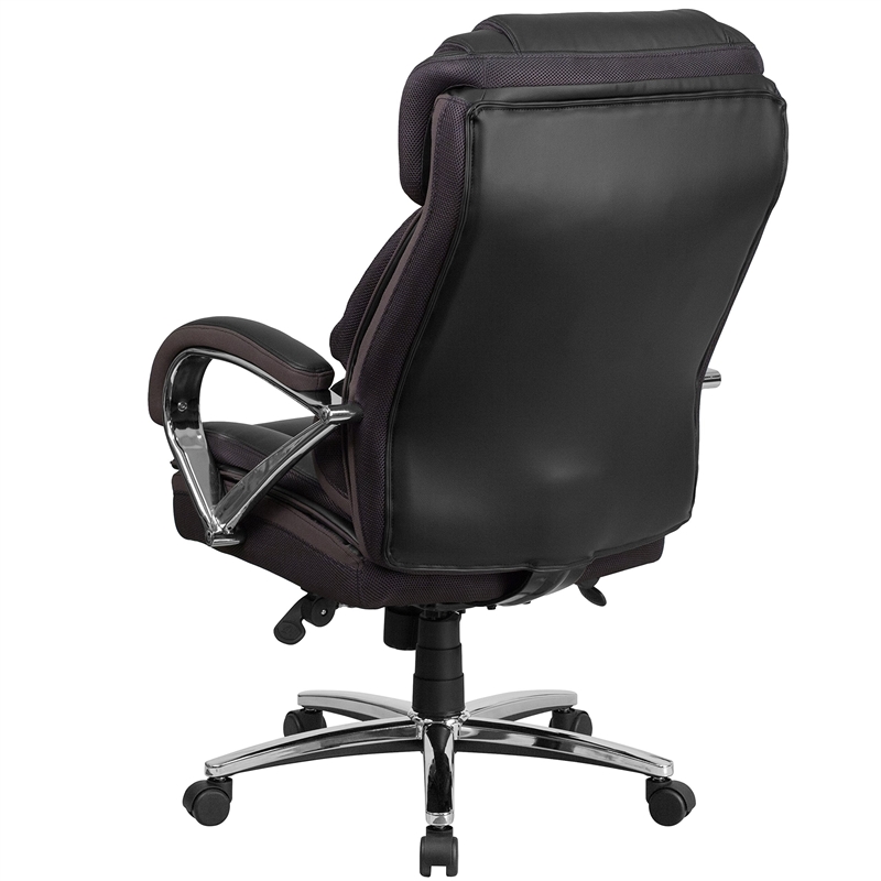 Pemberly Row Big and Tall Leather Swivel Office Chair in Black