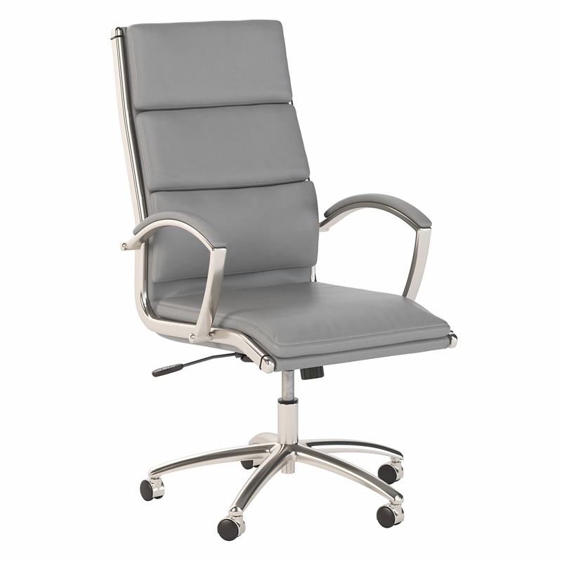 Pemberly Row Upholstered Faux Leather Executive Office Chair in Light Gray