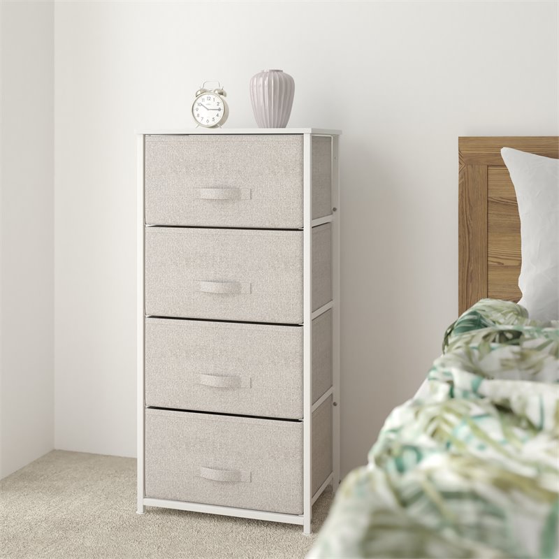 Pemberly Row 4 Drawer Cast Iron Vertical Storage Dresser in White/Gray