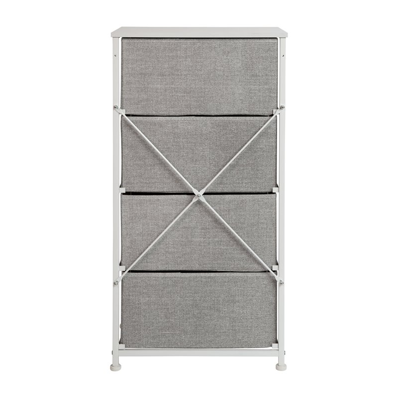 Pemberly Row 4 Drawer Cast Iron Vertical Storage Dresser in White/Gray