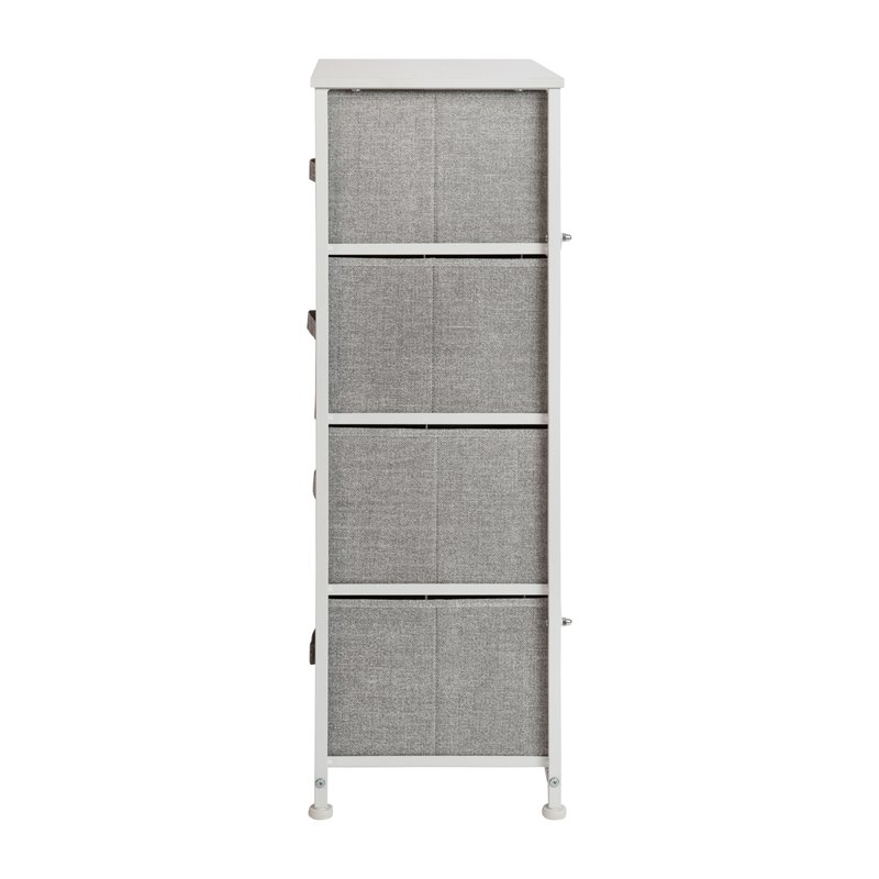 Pemberly Row 4 Drawer Cast Iron Vertical Storage Dresser in White/Gray