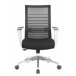 Pemberly Row Horizontal Mesh Back Task Chair with Aluminum Arms/Base in Black