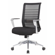 Pemberly Row Horizontal Mesh Back Task Chair with Aluminum Arms/Base in Black