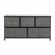 Pemberly Row 5 Drawer Fabric and Cast Iron Storage Chest in Black/Gray