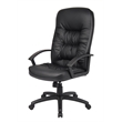Pemberly Row Contemporary Leather High Back Executive Chair in Black
