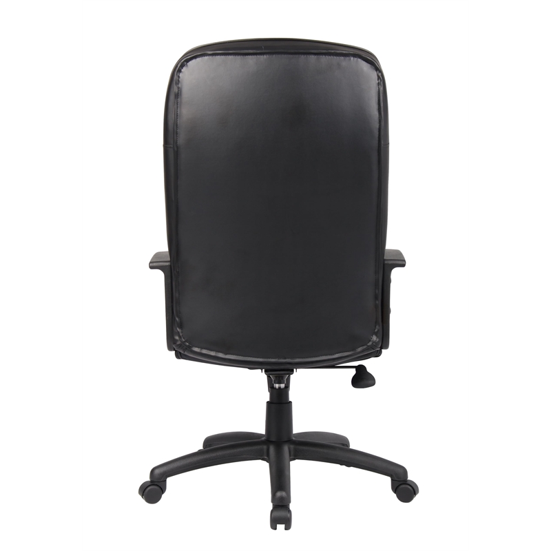 Pemberly Row Contemporary Leather High Back Executive Chair in Black