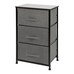 Pemberly Row 3 Drawer Fabric & Cast Iron Vertical Storage Dresser in Black