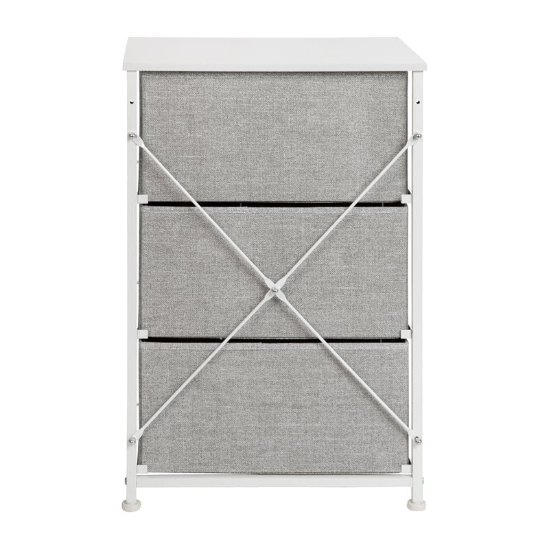 Pemberly Row 3 Drawer Fabric & Cast Iron Vertical Storage Dresser in White