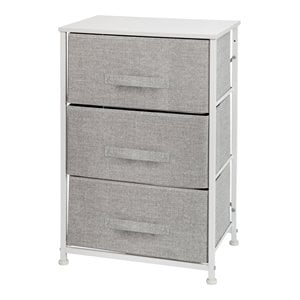 Pemberly Row 3 Drawer Fabric & Cast Iron Vertical Storage Dresser in White