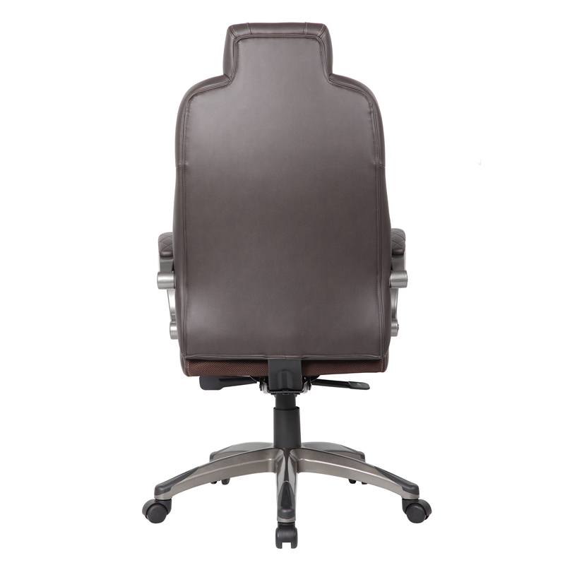 Pemberly Row Contemporary Executive Hinged Arm Chair in Brown
