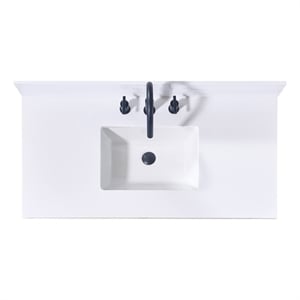 Pemberly Row 43&quot Stone effects Vanity Top in Snow White with White Sink