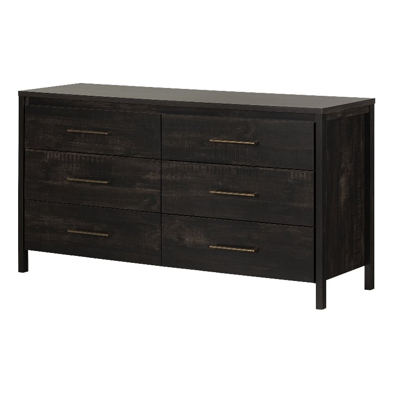Pemberly Row Engineered Wood Contemporary 6-Drawer Dresser Rubbed Black