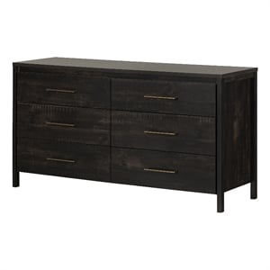 Pemberly Row Engineered Wood Contemporary 6-Drawer Dresser Rubbed Black