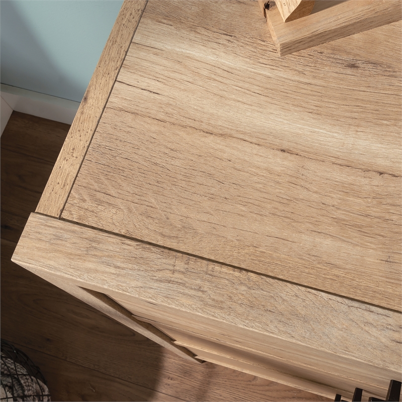 Pemberly Row Pacific View Engineered Wood Metal and Plastic Dresser in Prime Oak