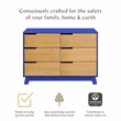 Pemberly Row Contemporary 6-Drawer Double Dresser in Cobalt/Honey