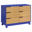 Pemberly Row Contemporary 6-Drawer Double Dresser in Cobalt/Honey