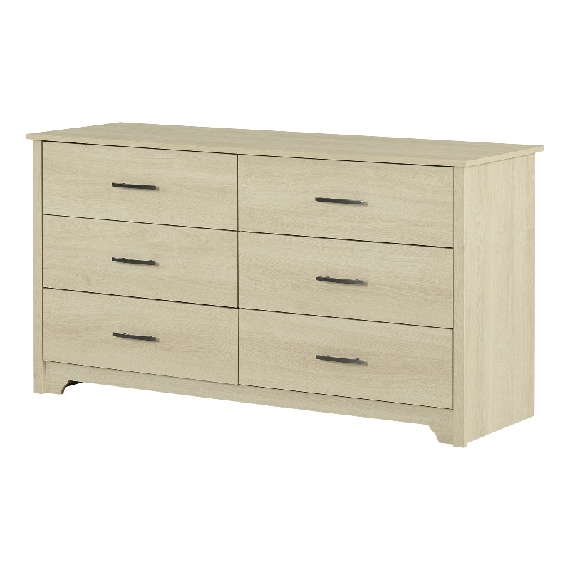 Pemberly Row Engineered Wood Contemporary 6-Drawer Dresser Bleached Oak