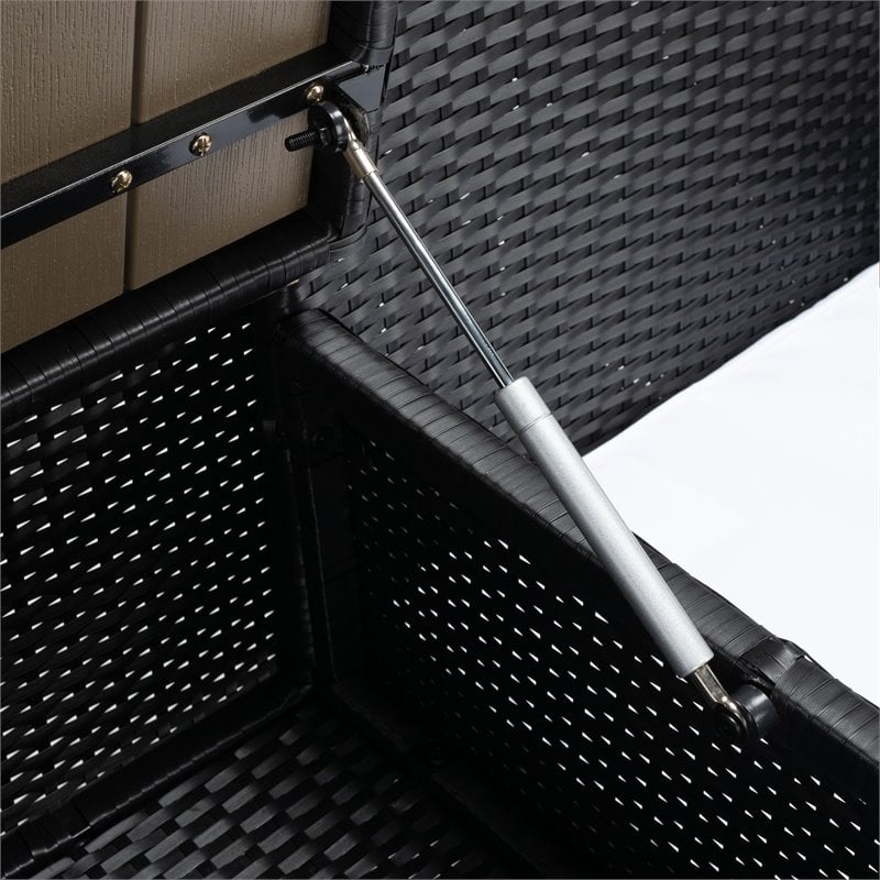 Pemberly Row Polyester Fabric/Foam Patio Loveseat in Black/White Cushion