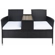 Pemberly Row Polyester Fabric/Foam Patio Loveseat in Black/White Cushion