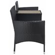 Pemberly Row Polyester Fabric/Foam Patio Loveseat in Black/White Cushion