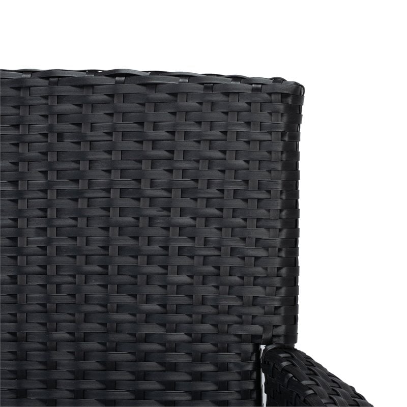 Pemberly Row Polyester Fabric/Foam Patio Loveseat in Black/White Cushion