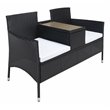Pemberly Row Polyester Fabric/Foam Patio Loveseat in Black/White Cushion