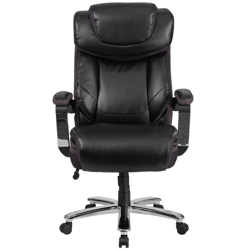 Pemberly Row Big and Tall Leather Office Swivel Chair In Black