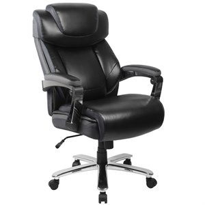 Pemberly Row Big and Tall Leather Office Swivel Chair In Black