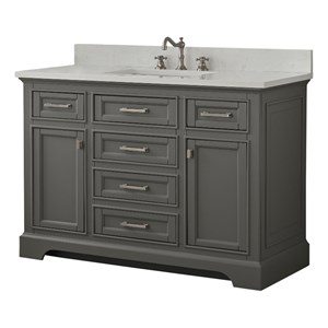 Pemberly Row Transitional 48&quot Solid Birch Hardwood Single Vanity in Gray