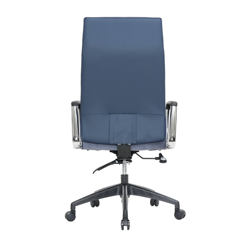Pemberly Row Modern High Back Leather Conference Office Chair in Navy Blue
