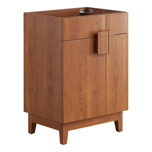 Pemberly Row 24&quot Wood Bathroom Vanity Cabinet with Tapered Legs in Walnut