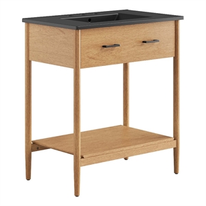 Pemberly Row Contemporary 30&quot Bathroom Vanity in Natural Black