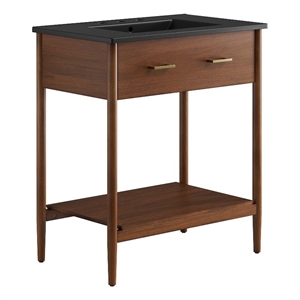 Pemberly Row Contemporary 30&quot Bathroom Vanity in Walnut Black