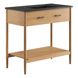 Pemberly Row Contemporary 36&quot Bathroom Vanity in Natural Black