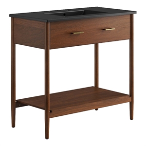 Pemberly Row Contemporary 36&quot Bathroom Vanity in Walnut Black