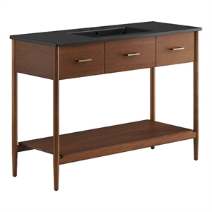 Pemberly Row 48&quot Single Sink Bathroom Vanity in Walnut Black