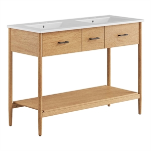 Pemberly Row 48&quot Double Sink Bathroom Vanity in Natural White