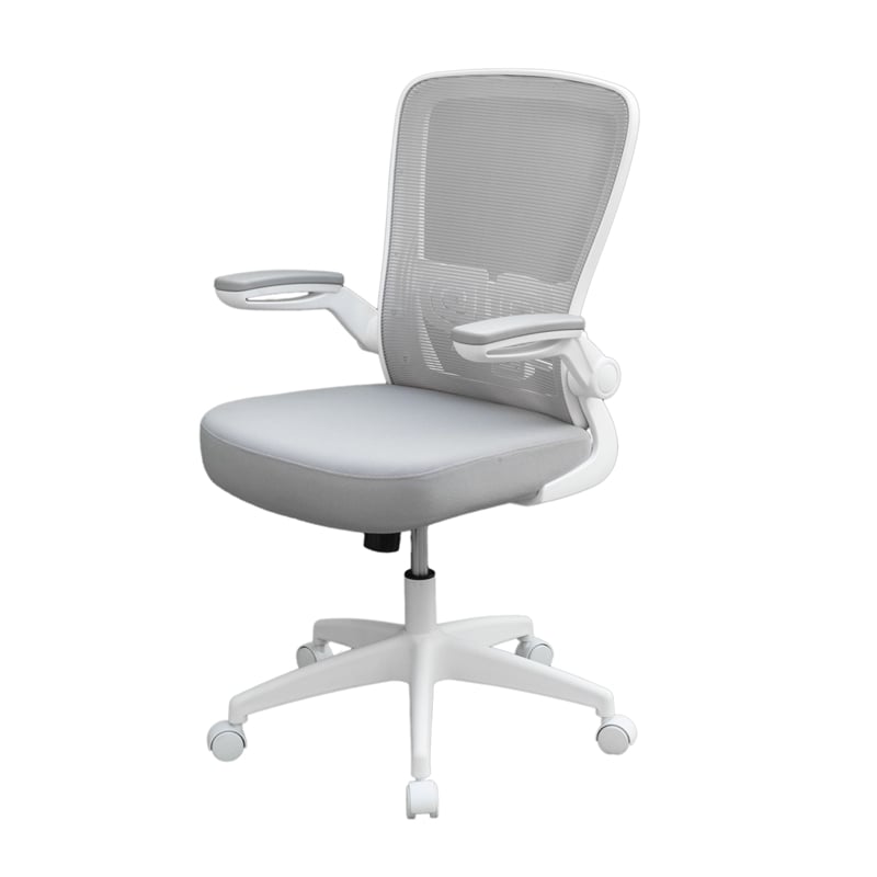 Pemberly Row Mesh Task Chair with Flip Up Arms in Gray/White