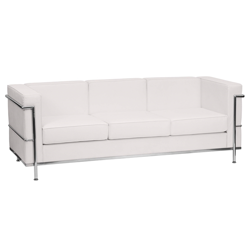 Pemberly Row Modern / Contemporary Regal Leather Sofa in White