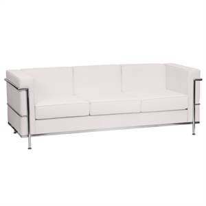 Pemberly Row Modern / Contemporary Regal Leather Sofa in White