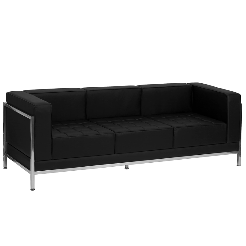 Pemberly Row Contemporary Stainless Steel Sofa Frame in Black