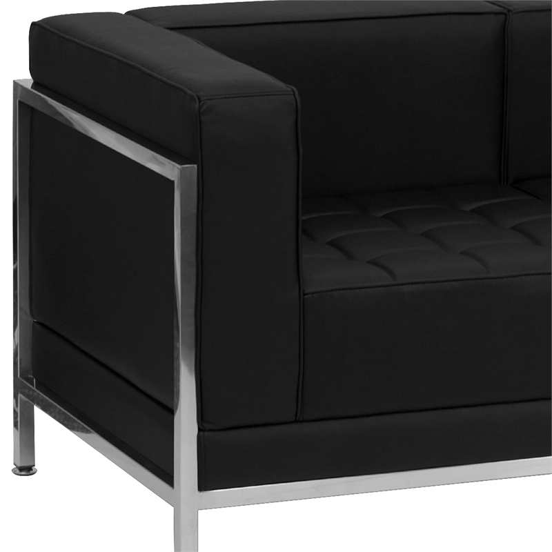 Pemberly Row Contemporary Stainless Steel Sofa Frame in Black