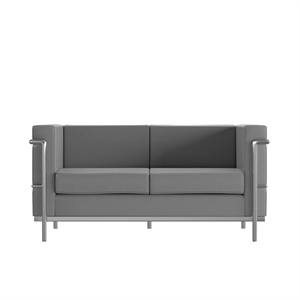 Pemberly Row Modern / Contemporary Leather Love Seat in Black