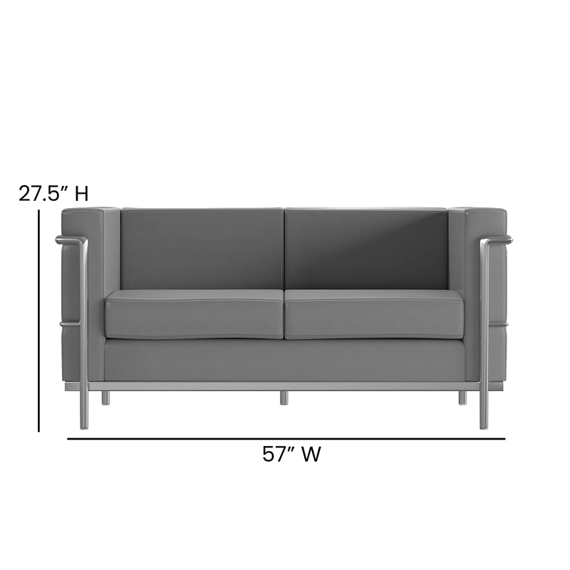 Pemberly Row Modern / Contemporary Leather Love Seat in Black