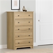 Pemberly Row Contemporary 5-Drawer Chest Dresser Natural Ash