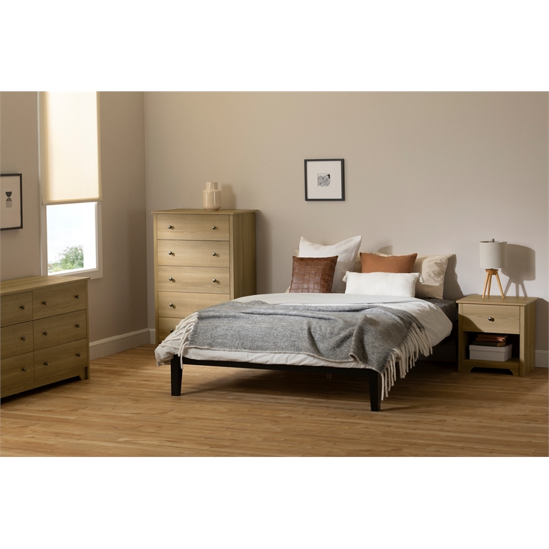 Pemberly Row Contemporary 5-Drawer Chest Dresser Natural Ash