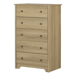 Pemberly Row Contemporary 5-Drawer Chest Dresser Natural Ash