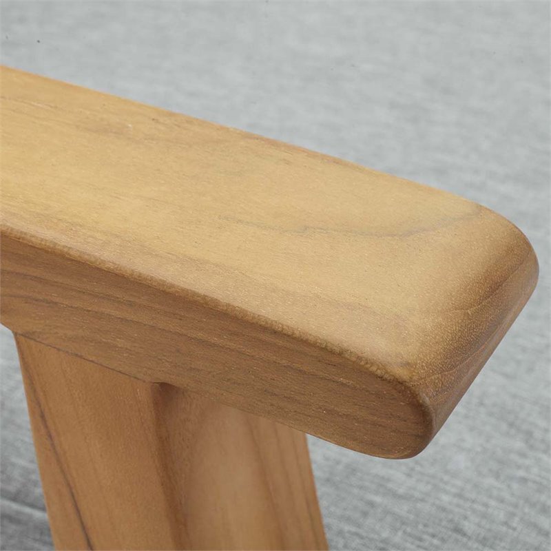 Pemberly Row Modern Wood Patio Teak Loveseat in Natural/Gray